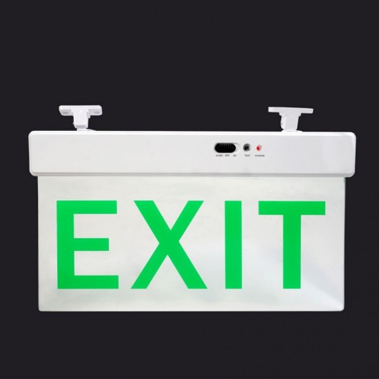 LED аварийно осветително тяло EXIT висящо за стена и таван 1W 6500K 15lm 3,7V 1200mAh 375x205мм