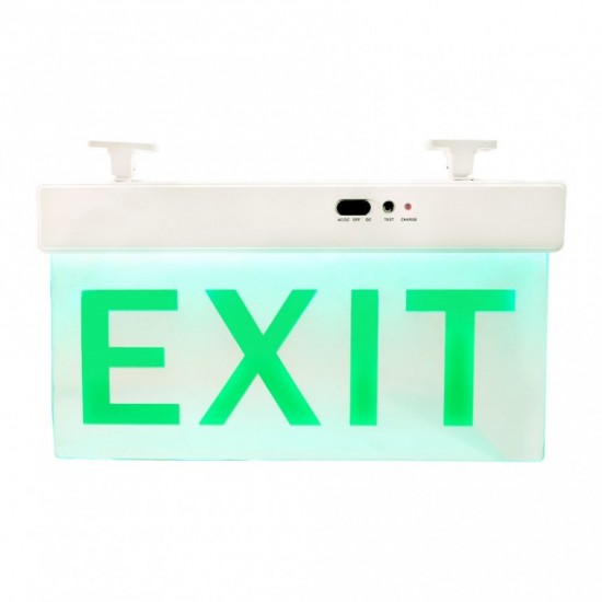 LED аварийно осветително тяло EXIT висящо за стена и таван 1W 6500K 15lm 3,7V 1200mAh 375x205мм
