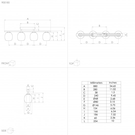 LED полилей FILAGO 4xE27 черен
