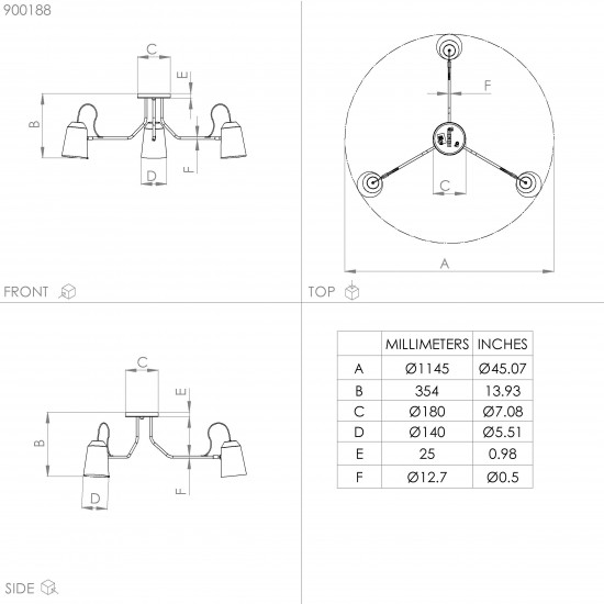 LED полилей LORETO 3xE27 ф1145мм черен