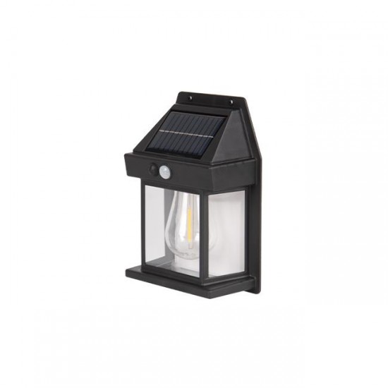 LED соларен аплик 1W 3000K 50lm със сензор IP44 черен