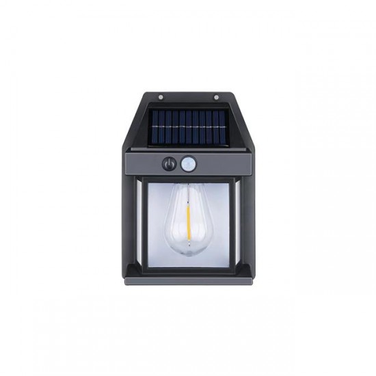 LED соларен аплик 1W 3000K 50lm със сензор IP44 черен