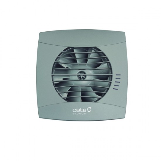 Вентилатор за баня с таймер и датчик за влага CATA U Comfort-12 TH 14W Ø120мм 45dB с клапа ултра тих сребрист
