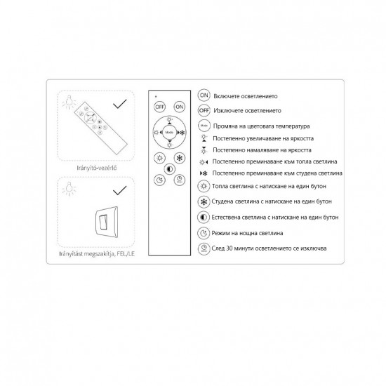 LED плафон с дистанционно управление A-H101 96W 9120lm 3000-6500К Ф540мм димируем черено и златно