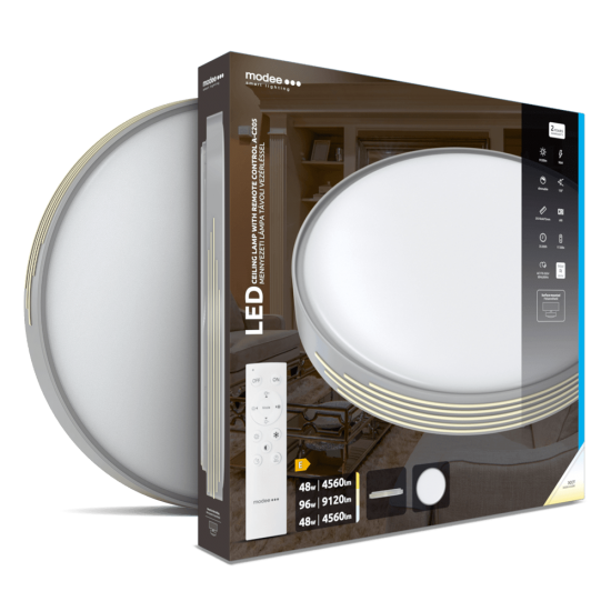 LED плафон с дистанционно управление A-C205 96W 9120lm 3000-6500К Ф510мм димируем сиво и златно