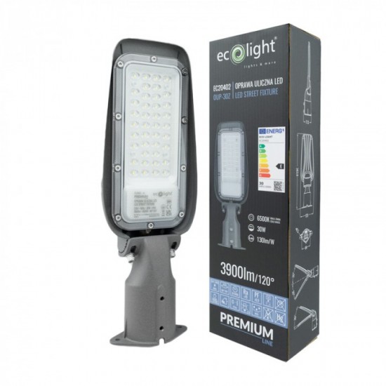 LED улична лампа PREMIUM 30W 6500K 3900lm 130lm/w IP65 регулируема