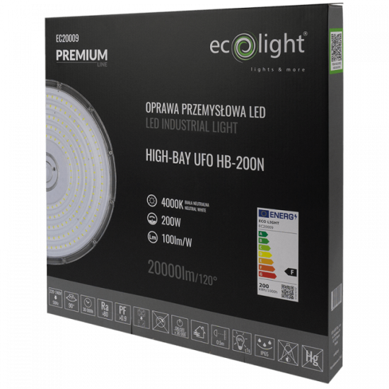 LED промишлен осветител тип камбана UFO PREMIUM 200W 20000lm 4000K IP65