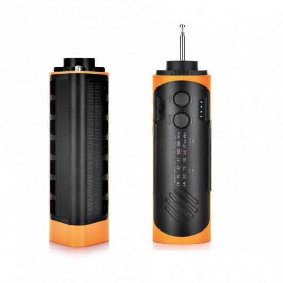 LED соларен преносим фенер с радио 2хUSB аларма SOS 1.3W 6000K 400lm 3.7V/2200mAh Litium Battery IP44
