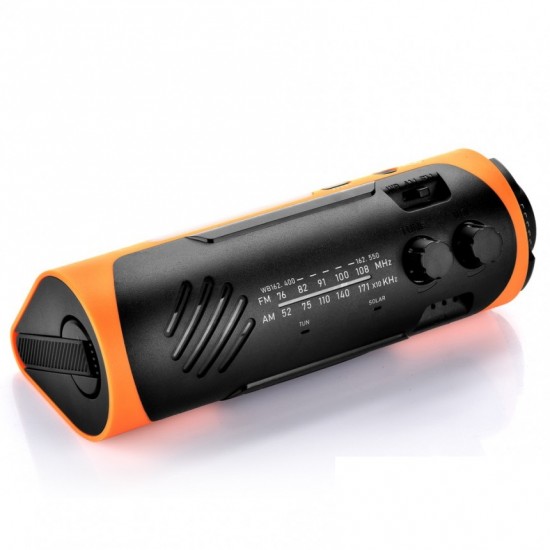 LED соларен преносим фенер с радио 2хUSB аларма SOS 1.3W 6000K 400lm 3.7V/2200mAh Litium Battery IP44