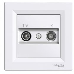 Розетка TV + радио крайна 1dB серия Asfora бял
