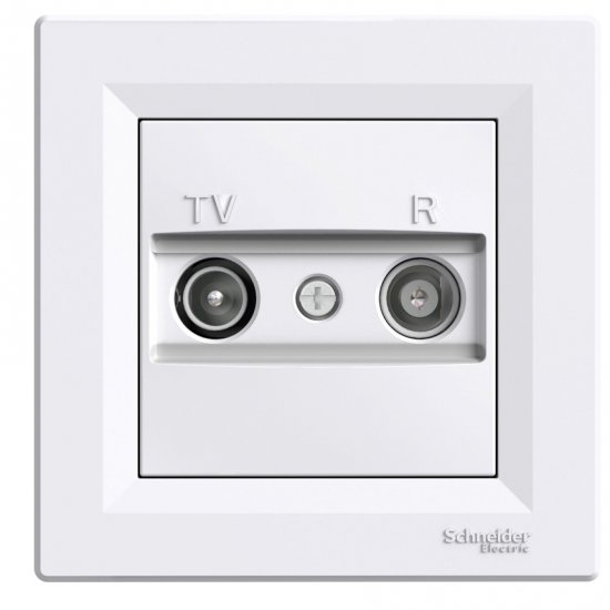 Розетка TV + радио крайна 1dB серия Asfora бял