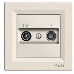 Розетка TV + радио крайна 1dB серия Asfora крем