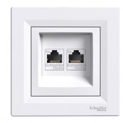 Розетка за компютър двойна 2хCat5е RJ45 UTP серия Asfora бял