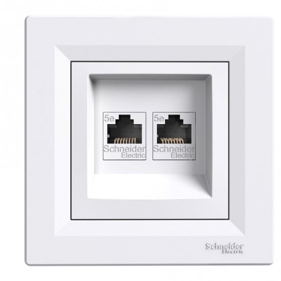 Розетка за компютър двойна 2хCat5е RJ45 UTP серия Asfora бял
