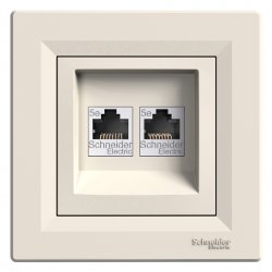 Розетка за компютър двойна 2хCat5е RJ45 UTP серия Asfora крем