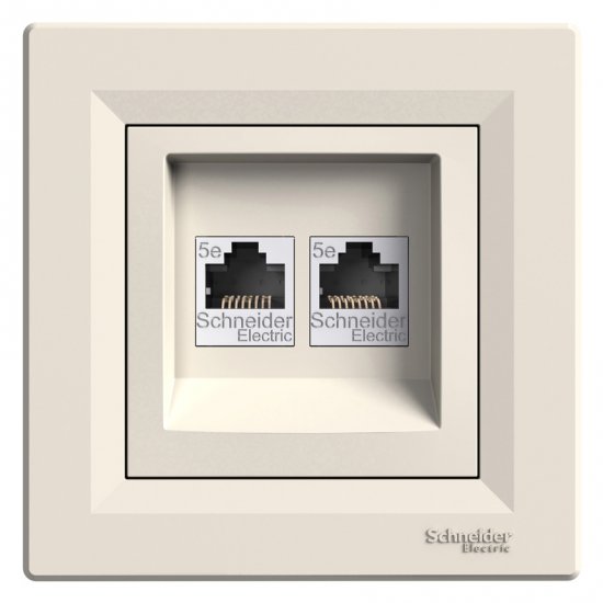 Розетка за компютър двойна 2хCat5е RJ45 UTP серия Asfora крем