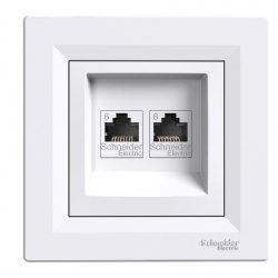 Розетка за компютър двойна 2хCat6 RJ45 UTP серия Asfora бял