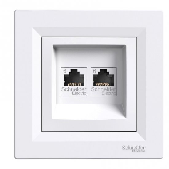 Розетка за компютър двойна 2хCat6 RJ45 UTP серия Asfora бял