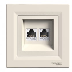 Розетка за компютър двойна 2хCat6 RJ45 UTP серия Asfora крем