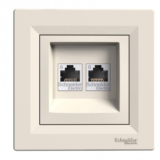 Розетка за компютър двойна 2хCat6 RJ45 UTP серия Asfora крем