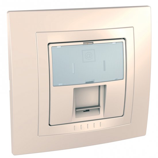 Unica - 1 сглобен RJ45 излаз (S-One) - 2 m - Cat.5e UTP - слонова кост/слонова кост
