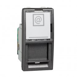 Механизъм за компютърна розетка RJ45 (S-One)-1 m-Cat.5e UTP + държач за етикет едномодулна за серия Unica Top/Class графит