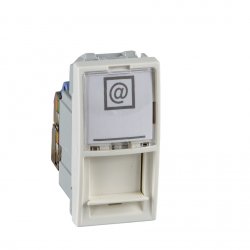 Механизъм за компютърна розетка RJ45 (S-One)-1 m-Cat.5e UTP + държач за етикет едномодулна за серия Unica слонова кост