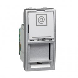 Механизъм за компютърна розетка RJ45 (S-One)-1 m-Cat.5e UTP + държач за етикет едномодулна за серия Unica Top/Class алуминий