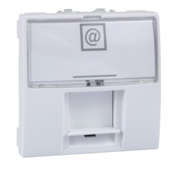 Механизъм за компютърна розетка RJ45 (S-One)-2 m-Cat.5e UTP двумодулна за серия Unica бял