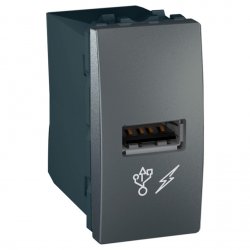 Механизъм зарядно 1 USB 2.0 port 5V DC 1A едномодулен серия Unica Top/Class графит