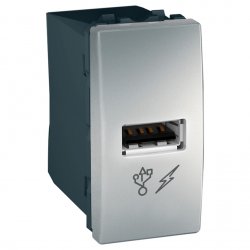Механизъм зарядно 1 USB 2.0 port 5V DC 1A едномодулен серия Unica Top/Class алуминий