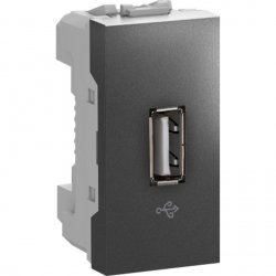 Механизъм розетка USB 2.0 едномодулна серия Unica Top/Class графит
