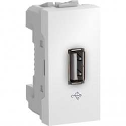 Механизъм розетка USB 2.0 едномодулна серия Unica бял