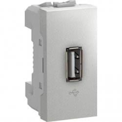 Механизъм розетка USB 2.0 едномодулна серия Unica Top/Class алуминий