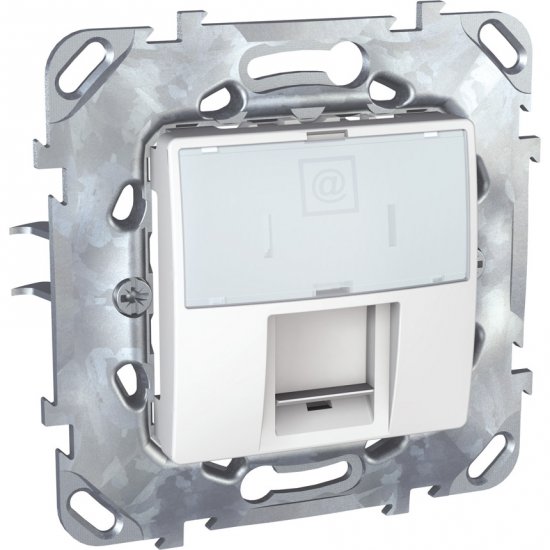 Unica - 1 RJ45 излаз (S-One) - 2 m - Cat.5e UTP - бял