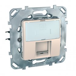 Механизъм + монтажна рамка за компютърна розетка RJ45 (S-One)-2 m-Cat.5e UTP двумодулна за серия Unica слонова кост