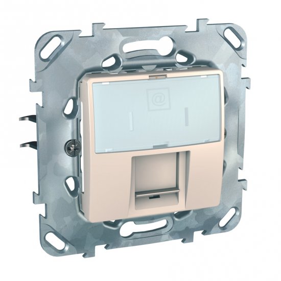 Unica - 1 RJ45 излаз (S-One) - 2 m - Cat.5e UTP - слонова кост