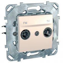 Механизъм + монтажна рамка за розетка за TV/FM двумодулна за серия Unica слонова кост