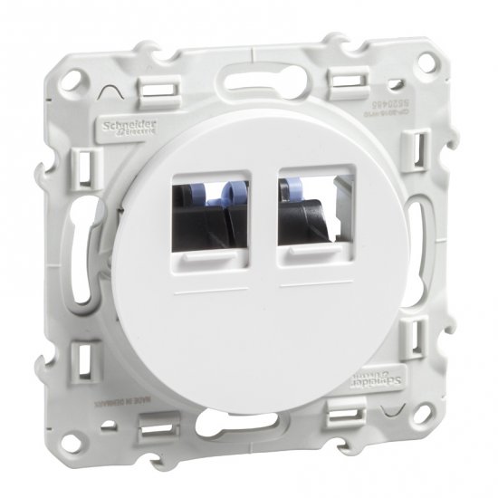 Odace - комуникационна розетка - 2 излаза - RJ45 cat.6 UTP - бял