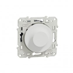 Механизъм димер-девиатор 9-100W ротативен тип с натискане серия Odace бял