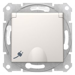 Механизъм контакт влагозащитен IP44 единичен шуко с капак серия Sedna крем