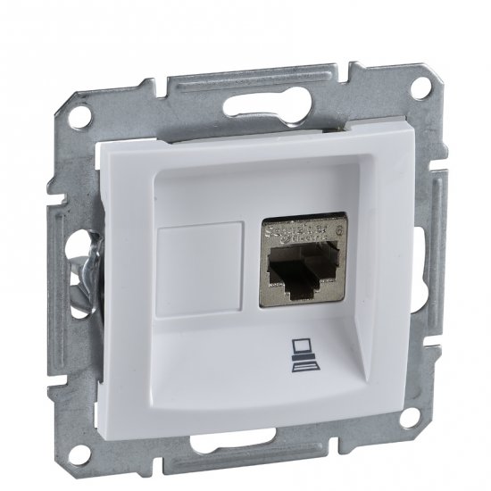 Информационна розетка RJ 45 UTP kат. 5e бял (механизъм+монт. рамка)