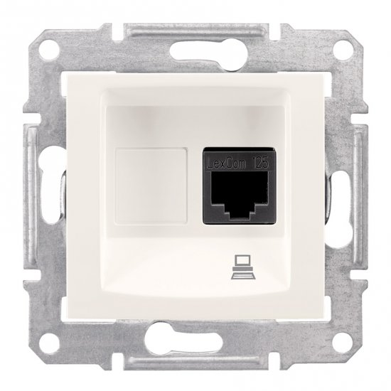 Информационна розетка RJ 45 UTP kат. 5e крема (механизъм+монт. рамка)