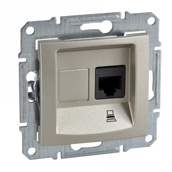 Информационна розетка RJ 45 UTP kат. 5e титаний (механизъм+монт. рамка)