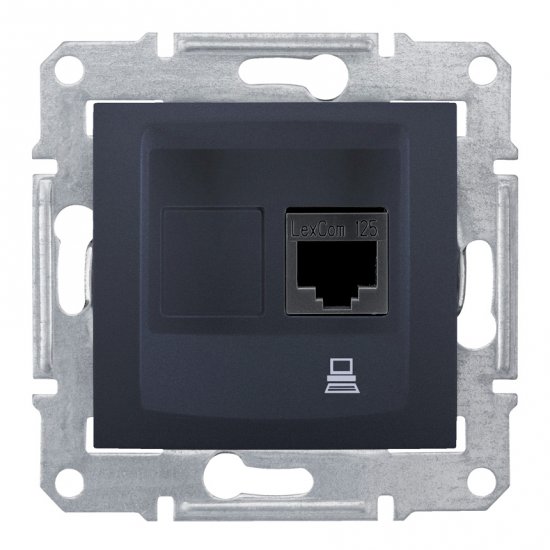 Информационна розетка RJ 45 UTP kат. 5e графит (механизъм+монт. рамка)
