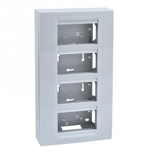 Unica System - кутия за открит монтаж рамка - 2 x 4 m - бял