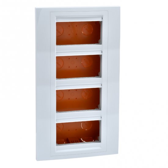 Unica System - кутия за открит монтаж рамка - 2 x 4 m - бял