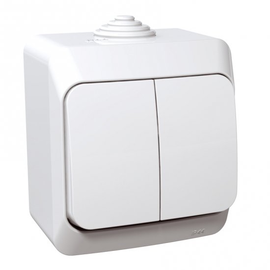Ключ двоен (сериен) сх.5 влагозащитен IP44 серия Cedar Plus бял