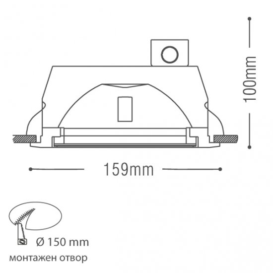 Луна за вграждане NVC NORDSTAR 603 70W E сив