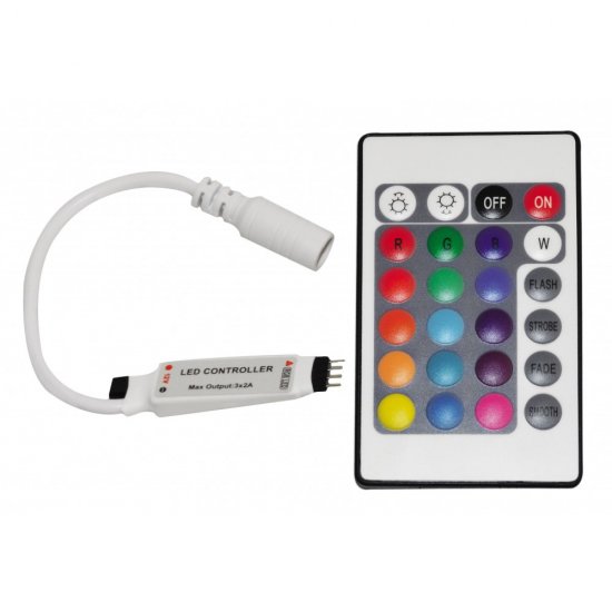 Инфрачервен контролер с дистанционно управление за RGB MINI 24 бутона 72W